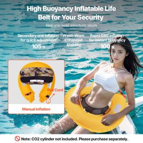 Manual Inflatable Belt Pack for Adults, 105N Buoyancy, Over 80 Pounds and Up to 59 in Waist Adjustable, Inflatable PFD Waist for SUP Paddelboarding