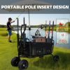 Fishing Cart Beach Cart Collapsible Wagon 9.85'' All-Terrain Wheels for Sand, Heavy Duty Garden Cart with Rod Holders