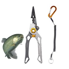 Multi-Functional Lure Pliers for Fish Handling Hook Removal Ring Opening (Color: Gray)