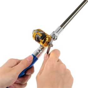 Mini Portable Pocket Fish Rod Pen Aluminum Alloy Fishing Rod Pole Reel Combosâ€¦ (Color: Blue)