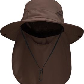 Sun Hats for Men Women with Neck Flap UPF 50+ UV Protection Wide Brim Bucket Hat Safari Hiking Fishing Hats (Color: Brown  neck Flap  Neck Flap)