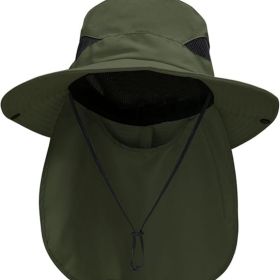 Sun Hats for Men Women with Neck Flap UPF 50+ UV Protection Wide Brim Bucket Hat Safari Hiking Fishing Hats (Color: Green  neck Flap  Neck Flap)