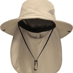 Sun Hats for Men Women with Neck Flap UPF 50+ UV Protection Wide Brim Bucket Hat Safari Hiking Fishing Hats (Color: Khaki  neck Flap  Neck Flap)