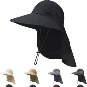 Sun Hats for Men Women with Neck Flap UPF 50+ UV Protection Wide Brim Bucket Hat Safari Hiking Fishing Hats (Color: Black  lightweight  Lightweight)