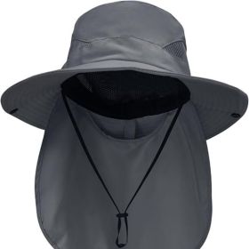 Sun Hats for Men Women with Neck Flap UPF 50+ UV Protection Wide Brim Bucket Hat Safari Hiking Fishing Hats (Color: Darkgrayneck Flap   Neck Flap)